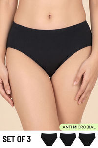Zivame Full Coverage Medium Rise Hipster Panty (Pack of 3) - Anthracite — thumbnail 1